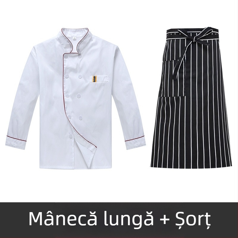 Îmbrăcăminte de lucru pentru bucătar, îmbrăcăminte de catering respirabilă cu mânecă scurtă, de vară, cu mânecă lungă, pentru cantină, bucătărie, mărime mare