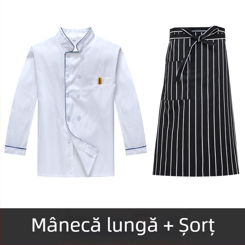 Îmbrăcăminte de lucru pentru bucătar, îmbrăcăminte de catering respirabilă cu mânecă scurtă, de vară, cu mânecă lungă, pentru cantină, bucătărie, mărime mare