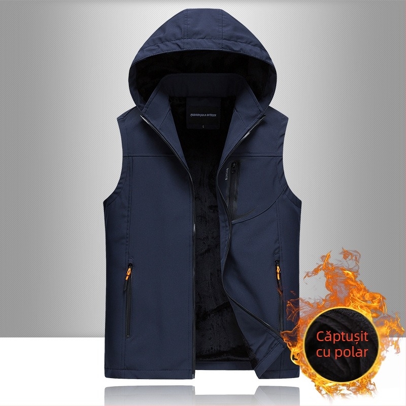 Vestă de primăvară softshell pentru exterior, en-gros, caldă, pentru vârstnici și vârstnici, jachetă de catifea la modă, livrare dintr-o singură piesă pentru bărbați