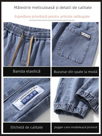 Blugi elastici pentru bărbați, lejeri, asortați, de marcă la modă, casual, cu legături la gleznă, 2023, primăvară și toamnă, noi pantaloni harem
