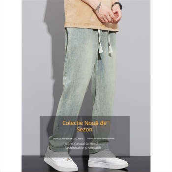 Blugi retro în stil american pentru bărbați, toamna și iarna, pantaloni largi, drepți, cu picior larg, marcă de modă 2024, nou-veniți, pantaloni lungi pentru primăvară și toamnă