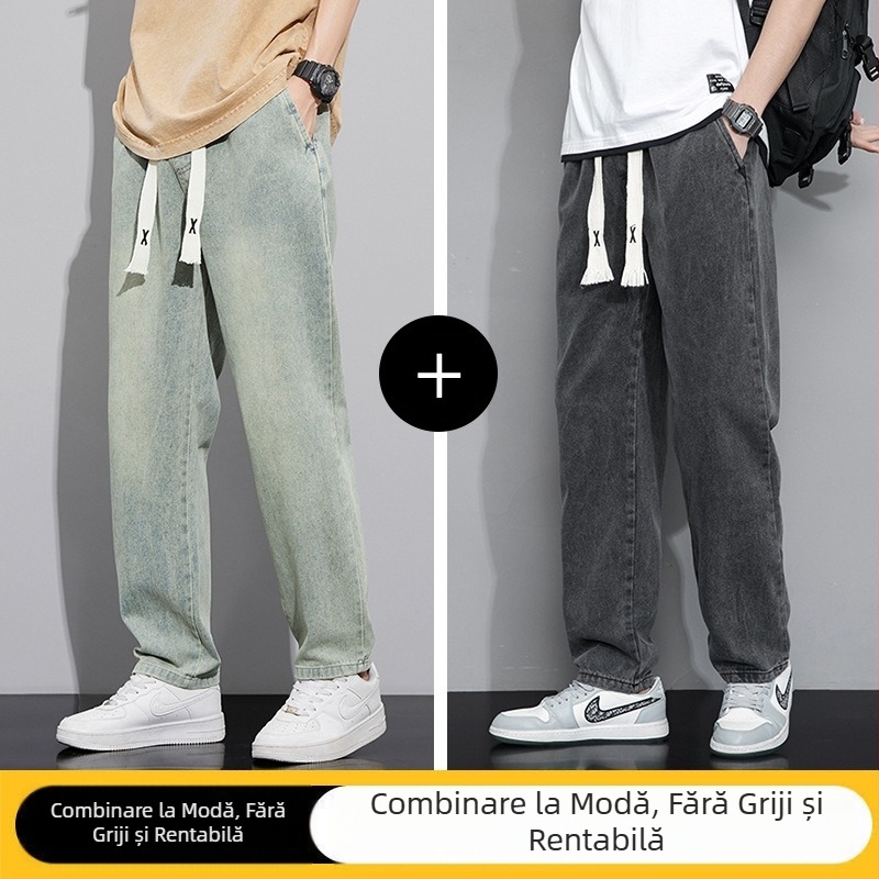 Blugi retro în stil american pentru bărbați, toamna și iarna, pantaloni largi, drepți, cu picior larg, marcă de modă 2024, nou-veniți, pantaloni lungi pentru primăvară și toamnă