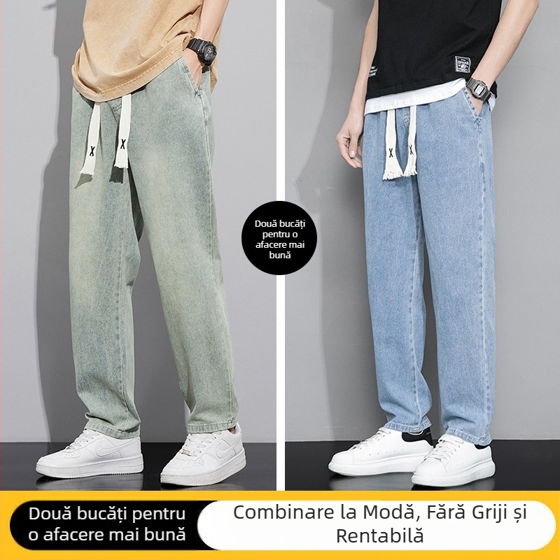 Blugi retro în stil american pentru bărbați, toamna și iarna, pantaloni largi, drepți, cu picior larg, marcă de modă 2024, nou-veniți, pantaloni lungi pentru primăvară și toamnă