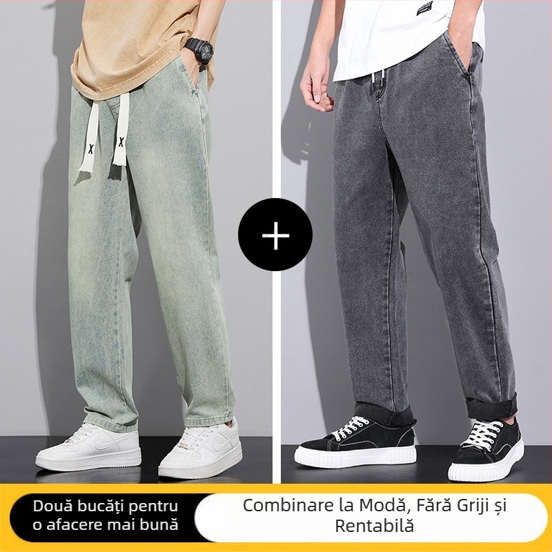 Blugi retro în stil american pentru bărbați, toamna și iarna, pantaloni largi, drepți, cu picior larg, marcă de modă 2024, nou-veniți, pantaloni lungi pentru primăvară și toamnă