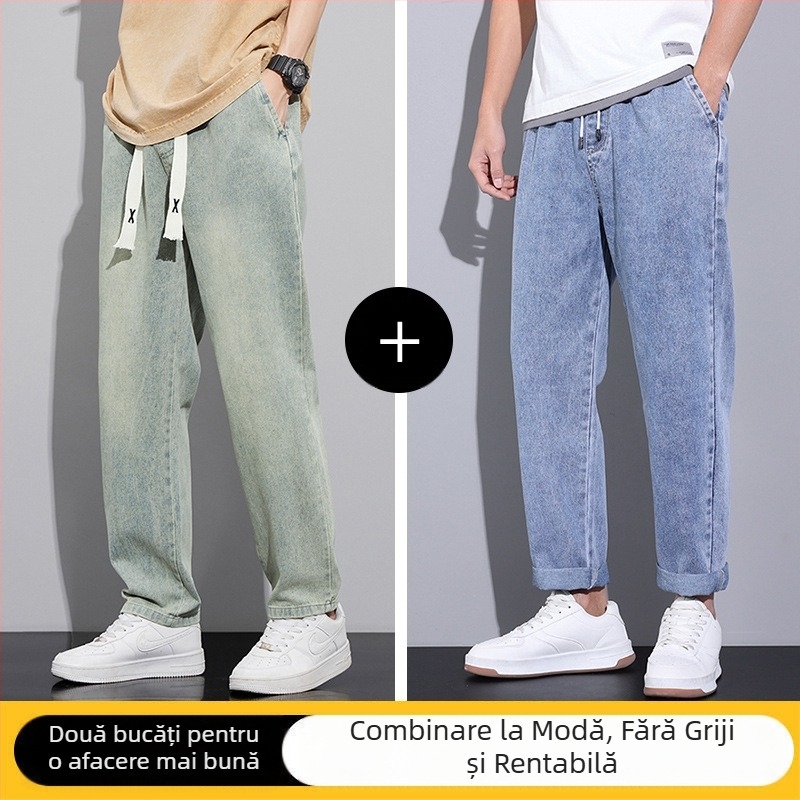 Blugi retro în stil american pentru bărbați, toamna și iarna, pantaloni largi, drepți, cu picior larg, marcă de modă 2024, nou-veniți, pantaloni lungi pentru primăvară și toamnă