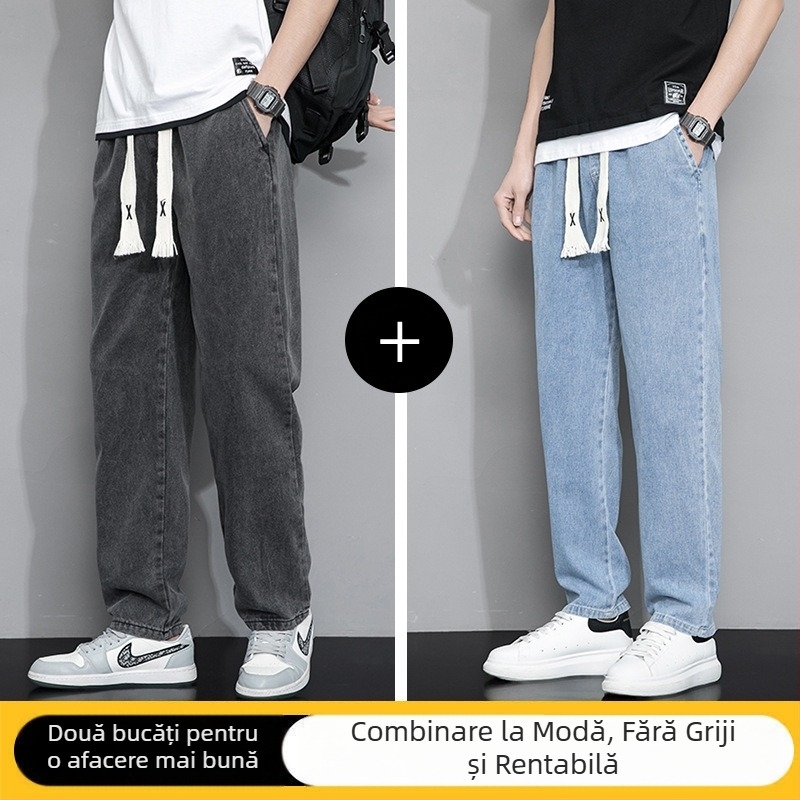 Blugi retro în stil american pentru bărbați, toamna și iarna, pantaloni largi, drepți, cu picior larg, marcă de modă 2024, nou-veniți, pantaloni lungi pentru primăvară și toamnă