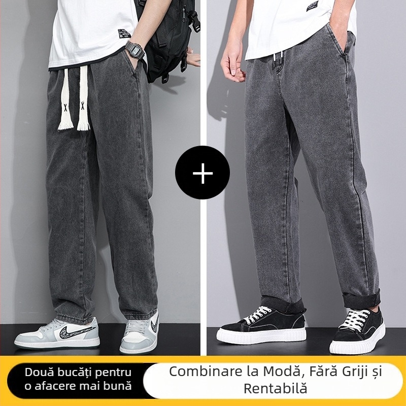 Blugi retro în stil american pentru bărbați, toamna și iarna, pantaloni largi, drepți, cu picior larg, marcă de modă 2024, nou-veniți, pantaloni lungi pentru primăvară și toamnă