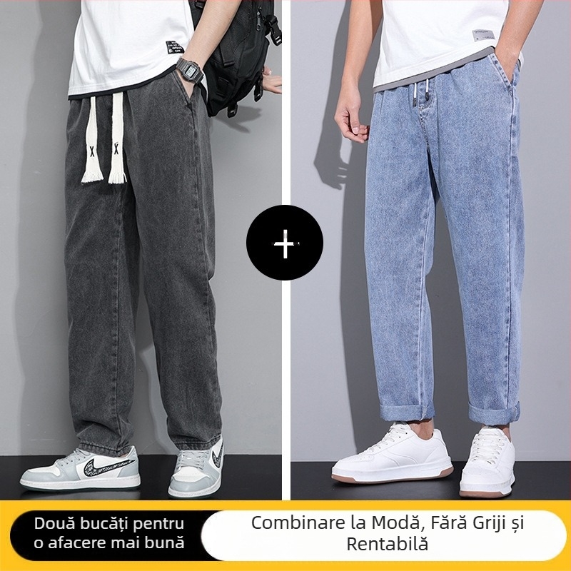 Blugi retro în stil american pentru bărbați, toamna și iarna, pantaloni largi, drepți, cu picior larg, marcă de modă 2024, nou-veniți, pantaloni lungi pentru primăvară și toamnă