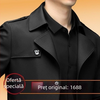 Versiunea coreeană a jachetei de trench de înaltă calitate pentru bărbați Fan Chao, de toamnă și de iarnă, pentru bărbați de vârstă mijlocie, căptușite cu fleece, un nou simț al conducerii în administrarea timpului liber