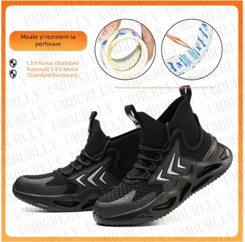 Pantofi de protecție a muncii, en-gros, anti-zdrobire, anti-piercing, pantofi de lucru ușori, cu vârf de oțel, pantofi de protecție țesuti și respirabili, pantofi de lucru pentru bărbați
