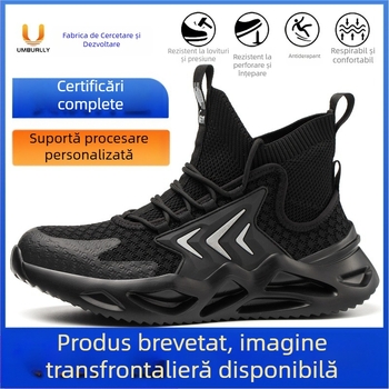 Pantofi de protecție a muncii, en-gros, anti-zdrobire, anti-piercing, pantofi de lucru ușori, cu vârf de oțel, pantofi de protecție țesuti și respirabili, pantofi de lucru pentru bărbați