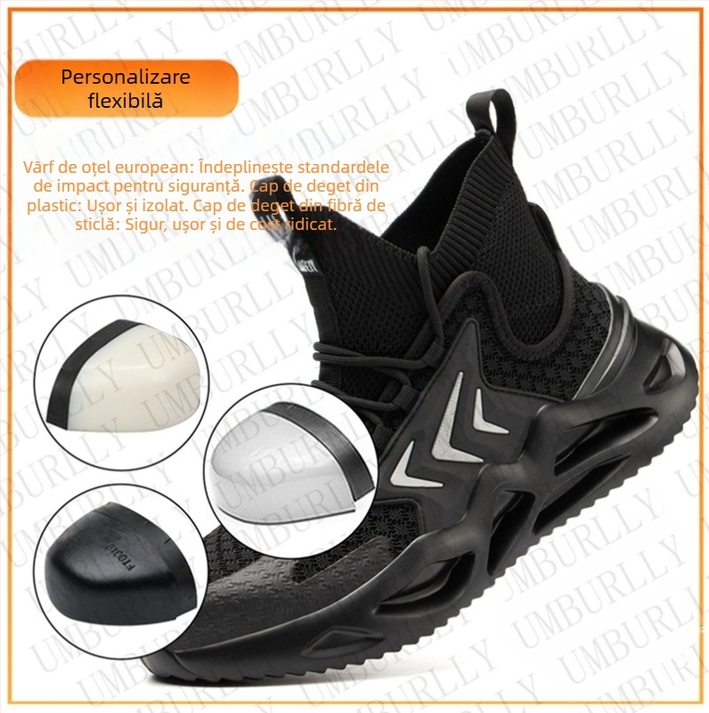 Pantofi de protecție a muncii, en-gros, anti-zdrobire, anti-piercing, pantofi de lucru ușori, cu vârf de oțel, pantofi de protecție țesuti și respirabili, pantofi de lucru pentru bărbați