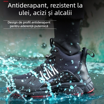 Încălțăminte de protecție a muncii pentru bărbați, ușoară, deodorantă, anti-șoc, anti-perforare, cu vârf de oțel, confortabilă, respirabilă, de siguranță la locul de muncă, rezistentă la uzură de iarnă pentru femei