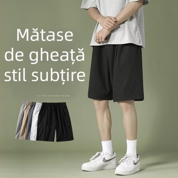 Pantaloni scurți casual de mătase gheață pentru bărbați, vară nouă, stil coreean, la modă, off-top, pantaloni, studenți, pantaloni sport de dimensiuni mari, vrac