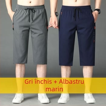 Pantaloni scurți bărbați, pantaloni scurți de mătase de gheață, cu uscare rapidă, lejer, drepți, de vară, plus mărime, casual, din două piese, sport, pantaloni