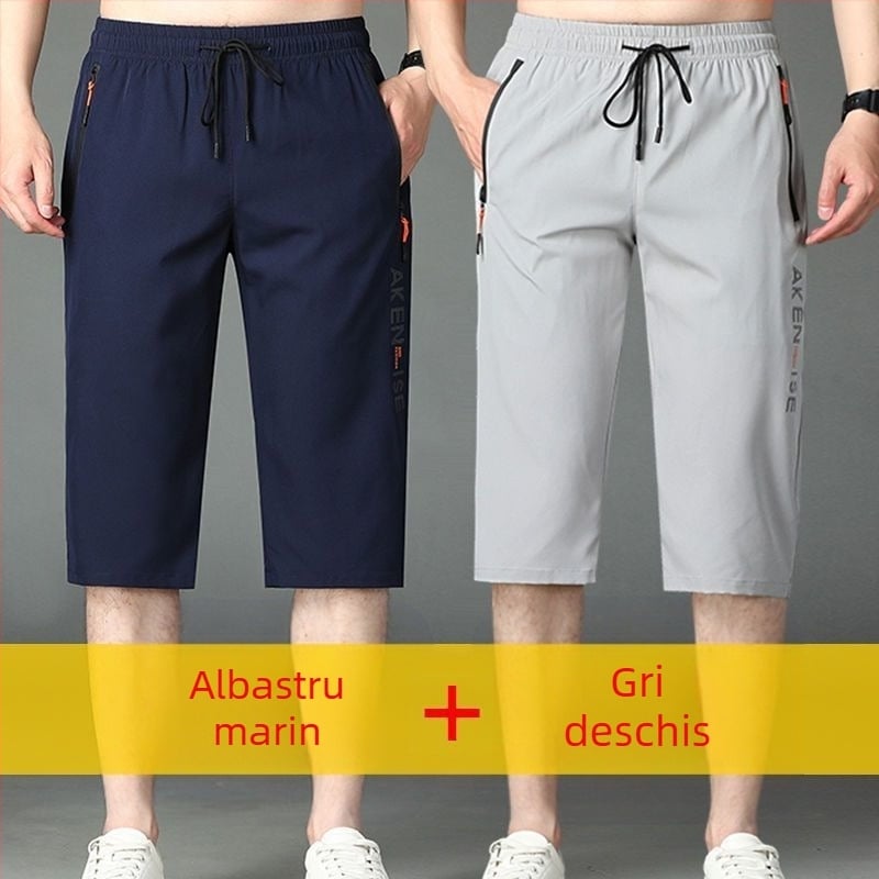 Pantaloni scurți bărbați, pantaloni scurți de mătase de gheață, cu uscare rapidă, lejer, drepți, de vară, plus mărime, casual, din două piese, sport, pantaloni