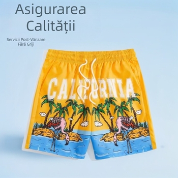 Pantaloni scurți de plajă din plasă transfrontalieră, casual, pentru bărbați, imprimare digitală 3D, explozii 2024