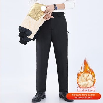 M-7XL Pantaloni de iarnă cu căptușeală din fleece pentru bărbați, toamnă/iarnă, catifea de miel, pantaloni calde din bumbac, pantaloni groși casual pentru tată, pentru îmbrăcăminte exterioară