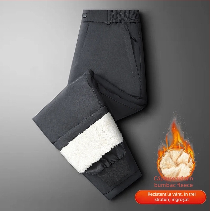M-7XL Pantaloni de iarnă cu căptușeală din fleece pentru bărbați, toamnă/iarnă, catifea de miel, pantaloni calde din bumbac, pantaloni groși casual pentru tată, pentru îmbrăcăminte exterioară