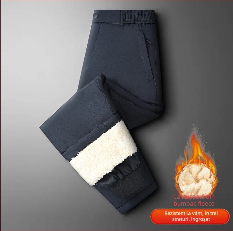 M-7XL Pantaloni de iarnă cu căptușeală din fleece pentru bărbați, toamnă/iarnă, catifea de miel, pantaloni calde din bumbac, pantaloni groși casual pentru tată, pentru îmbrăcăminte exterioară