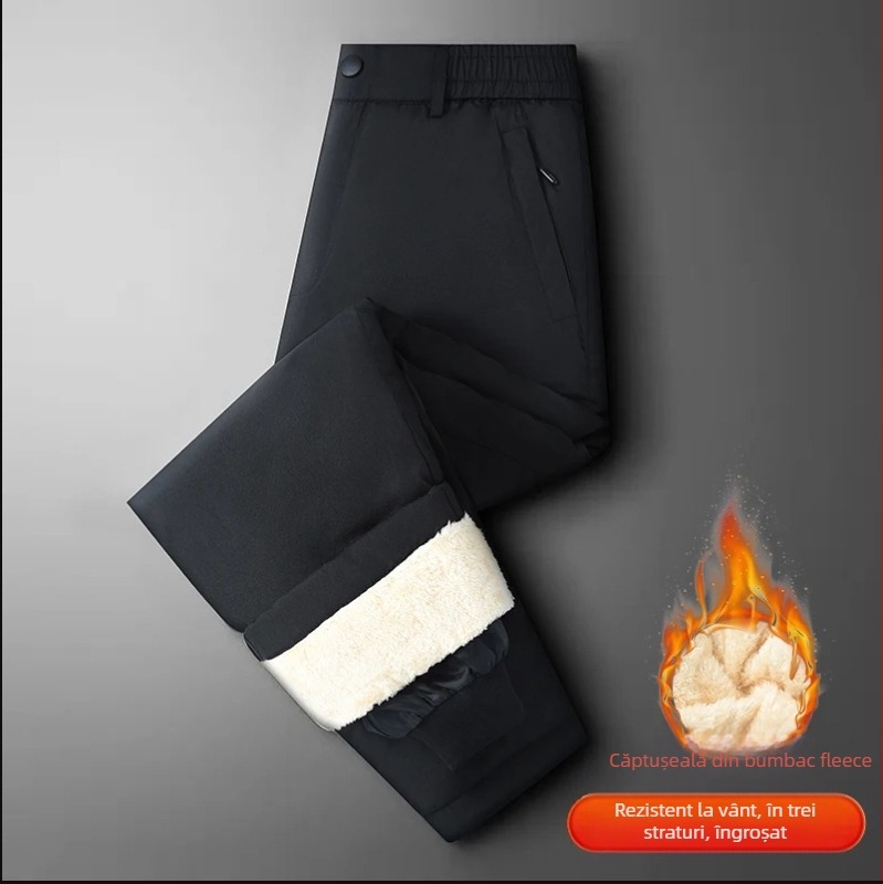 M-7XL Pantaloni de iarnă cu căptușeală din fleece pentru bărbați, toamnă/iarnă, catifea de miel, pantaloni calde din bumbac, pantaloni groși casual pentru tată, pentru îmbrăcăminte exterioară