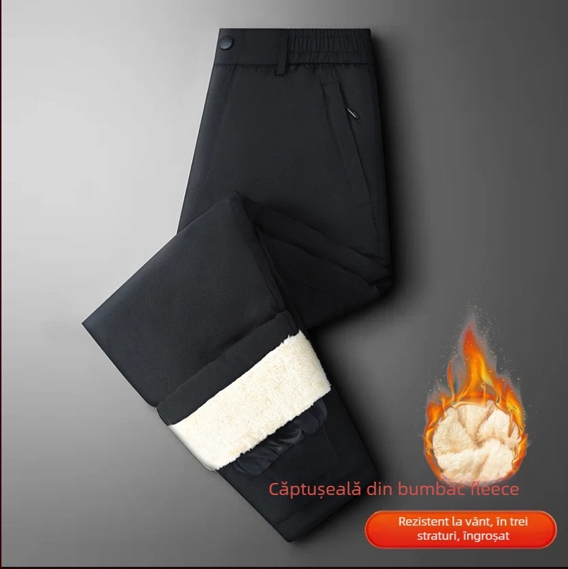 M-7XL Pantaloni de iarnă cu căptușeală din fleece pentru bărbați, toamnă/iarnă, catifea de miel, pantaloni calde din bumbac, pantaloni groși casual pentru tată, pentru îmbrăcăminte exterioară
