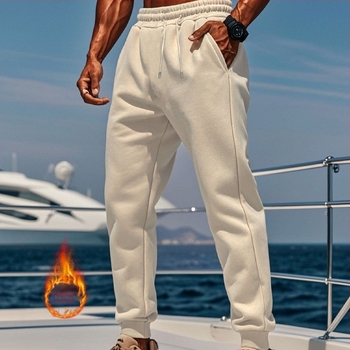 Pantaloni casual pentru bărbați europeni și americani, de toamnă și de iarnă, din fleece, de culoare solidă, potriviți pentru sporturi în aer liber, pentru comerț electronic transfrontalier