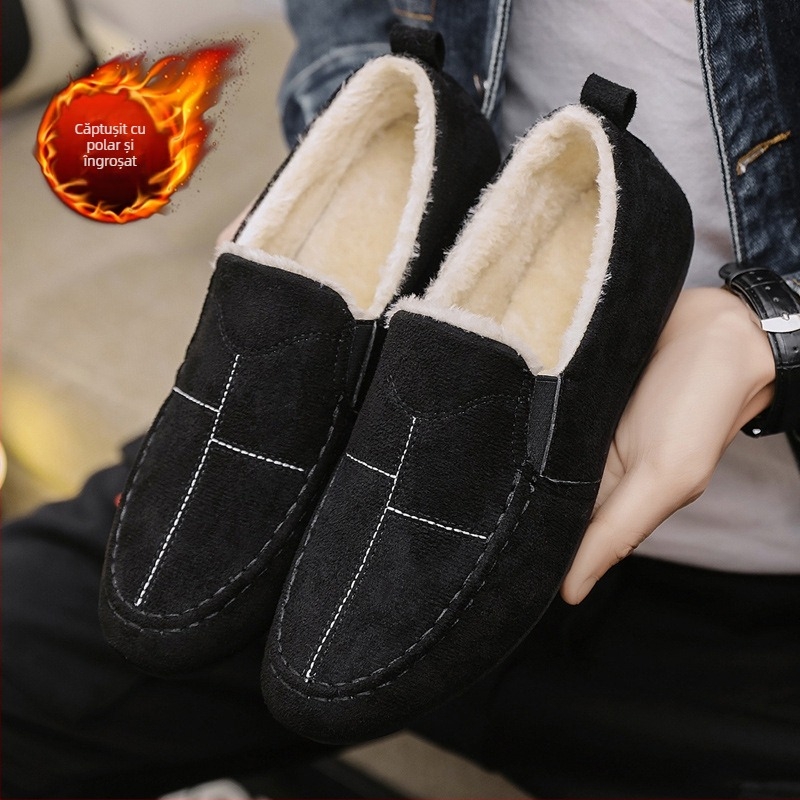 Pantofi bărbătești, pantofi Beanie de toamnă și de iarnă, stil K pentru bărbați, pantofi versatili din pânză veche de Beijing, pantofi casual caldi din catifea pentru bărbați, pantofi pentru studenți