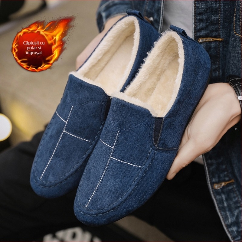 Pantofi bărbătești, pantofi Beanie de toamnă și de iarnă, stil K pentru bărbați, pantofi versatili din pânză veche de Beijing, pantofi casual caldi din catifea pentru bărbați, pantofi pentru studenți