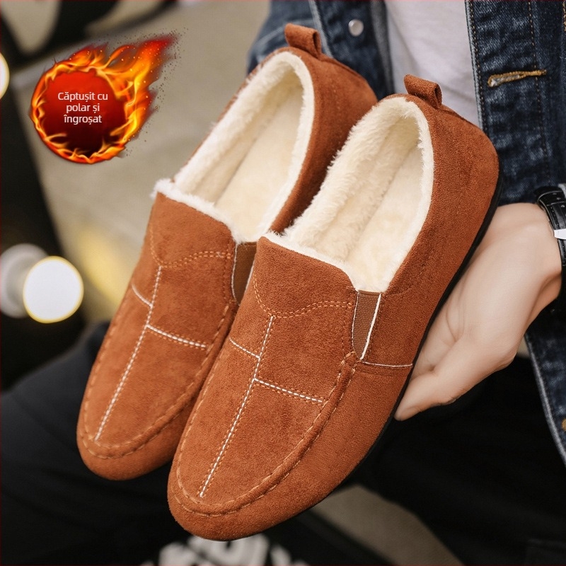 Pantofi bărbătești, pantofi Beanie de toamnă și de iarnă, stil K pentru bărbați, pantofi versatili din pânză veche de Beijing, pantofi casual caldi din catifea pentru bărbați, pantofi pentru studenți