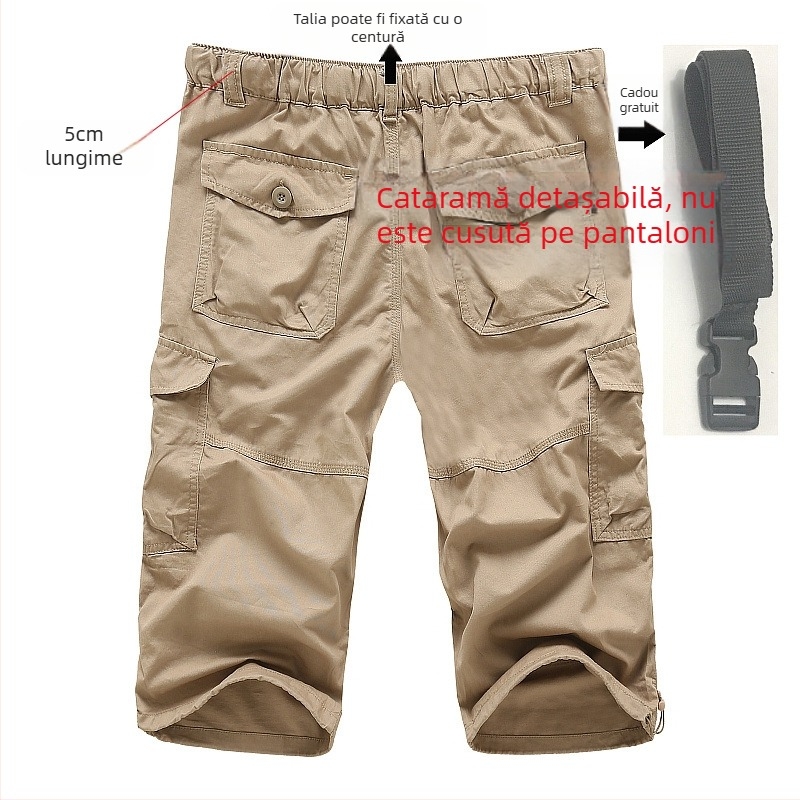 Salopete de vară subțiri, largi, de dimensiuni mari, pantaloni scurți pentru bărbați, cu mai multe buzunare, pantaloni scurți de camuflaj casual, crop, pentru bărbați