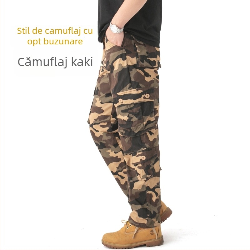 Bărbați pantaloni de camuflaj salopetă de primăvară și toamnă, pantaloni casual cu mai multe buzunare, plus mărime, pantaloni casual pentru bărbați, bumbac, plus mărime, la modă, de brand, pantaloni lejeri