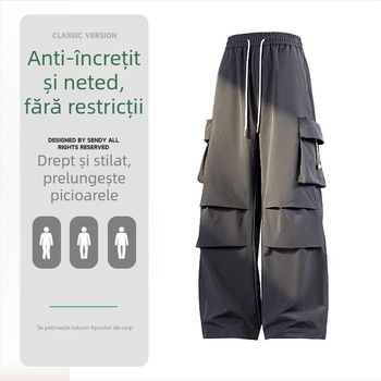 Pantaloni de parașutist Shake Big Explosion 2024, toamnă nouă, cu vârfuri de frânghie, salopete sport țesute pentru bărbați, stil Hong Kong
