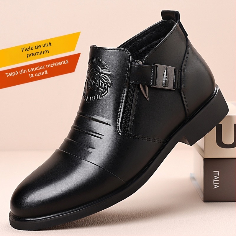 Cizme Martin în relief pentru bărbați, cu fermoar dublu, europene și americane, pentru bărbați, cizme de lux.