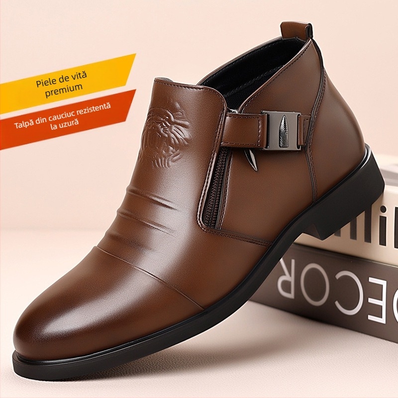 Cizme Martin în relief pentru bărbați, cu fermoar dublu, europene și americane, pentru bărbați, cizme de lux.