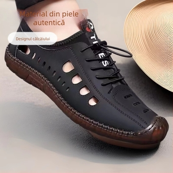 Sandale pentru bărbați, antiderapante, cu talpă joasă, cu talpă moale, pantofi de plajă, casual, cu tendoane de vită, de vară, pentru exterior, pentru bărbați