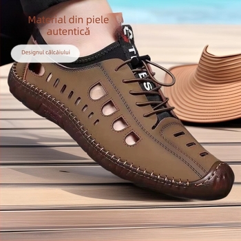 Sandale pentru bărbați, antiderapante, cu talpă joasă, cu talpă moale, pantofi de plajă, casual, cu tendoane de vită, de vară, pentru exterior, pentru bărbați