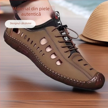 Sandale pentru bărbați, antiderapante, cu talpă joasă, cu talpă moale, pantofi de plajă, casual, cu tendoane de vită, de vară, pentru exterior, pentru bărbați