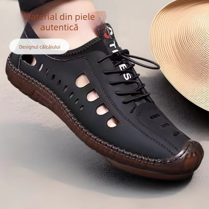 Sandale pentru bărbați, antiderapante, cu talpă joasă, cu talpă moale, pantofi de plajă, casual, cu tendoane de vită, de vară, pentru exterior, pentru bărbați