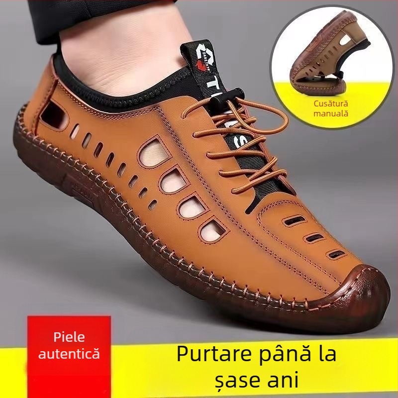 Sandale pentru bărbați, antiderapante, cu talpă joasă, cu talpă moale, pantofi de plajă, casual, cu tendoane de vită, de vară, pentru exterior, pentru bărbați
