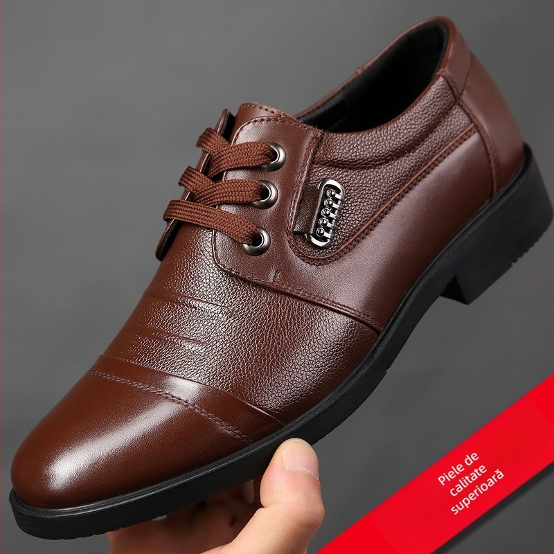 [primul strat de piele de vacă] pantofi din piele de primăvară și toamnă pentru bărbați, pantofi de afaceri casual, respirabili, din piele formală britanică, pantofi de tată pentru bărbați