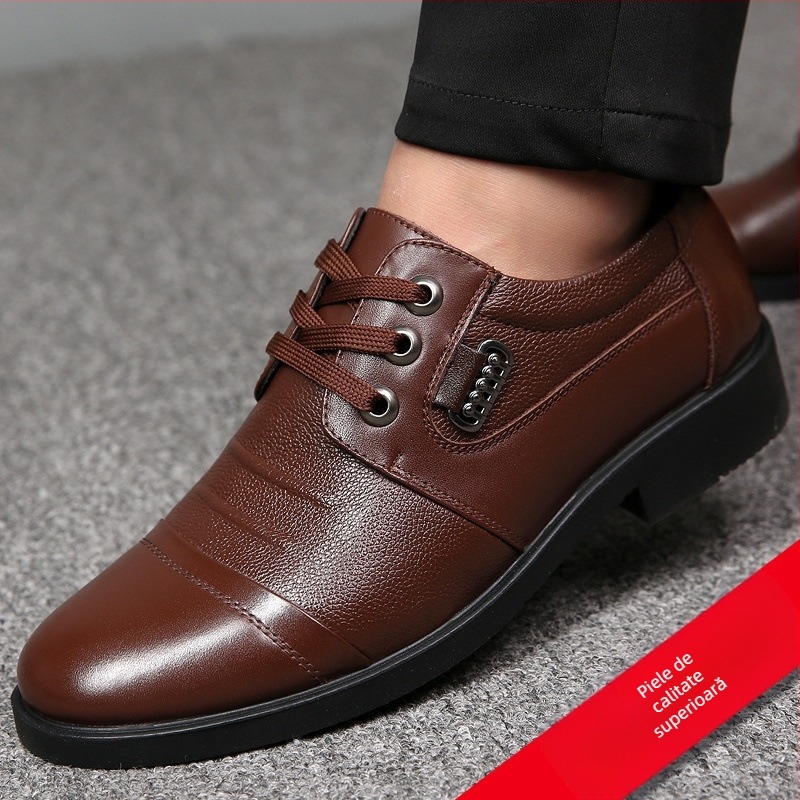 [primul strat de piele de vacă] pantofi din piele de primăvară și toamnă pentru bărbați, pantofi de afaceri casual, respirabili, din piele formală britanică, pantofi de tată pentru bărbați
