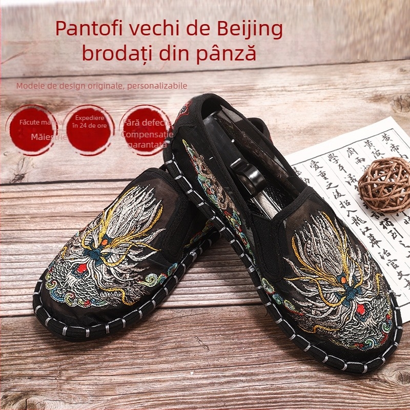 Pantofi de pânză vechi din Beijing, brodați, stil etnic pentru bărbați, broderie, stil facial, stil chinezesc