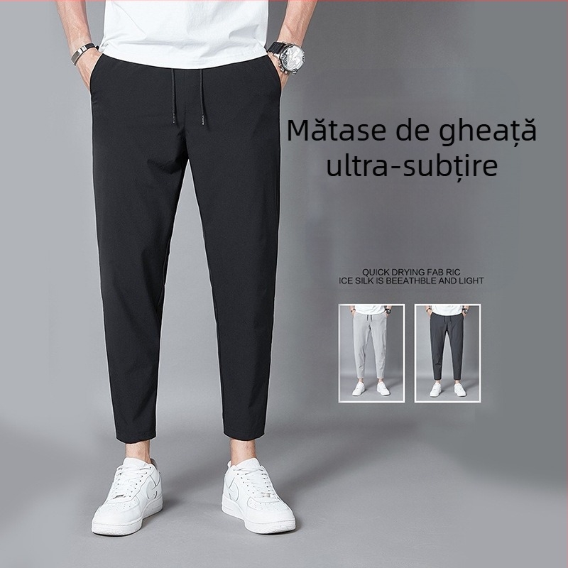 Pantaloni sport de mătase gheață pentru bărbați, pantaloni sport de vară, sport, pantaloni ...