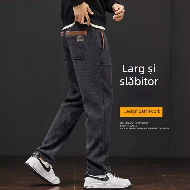 Pantaloni sport pentru bărbați, toamna 2025, Boao, catifea, vrac, primăvara și toamna, noi, lungi, pantaloni de trening din bumbac european, catifea elastică pentru băieți