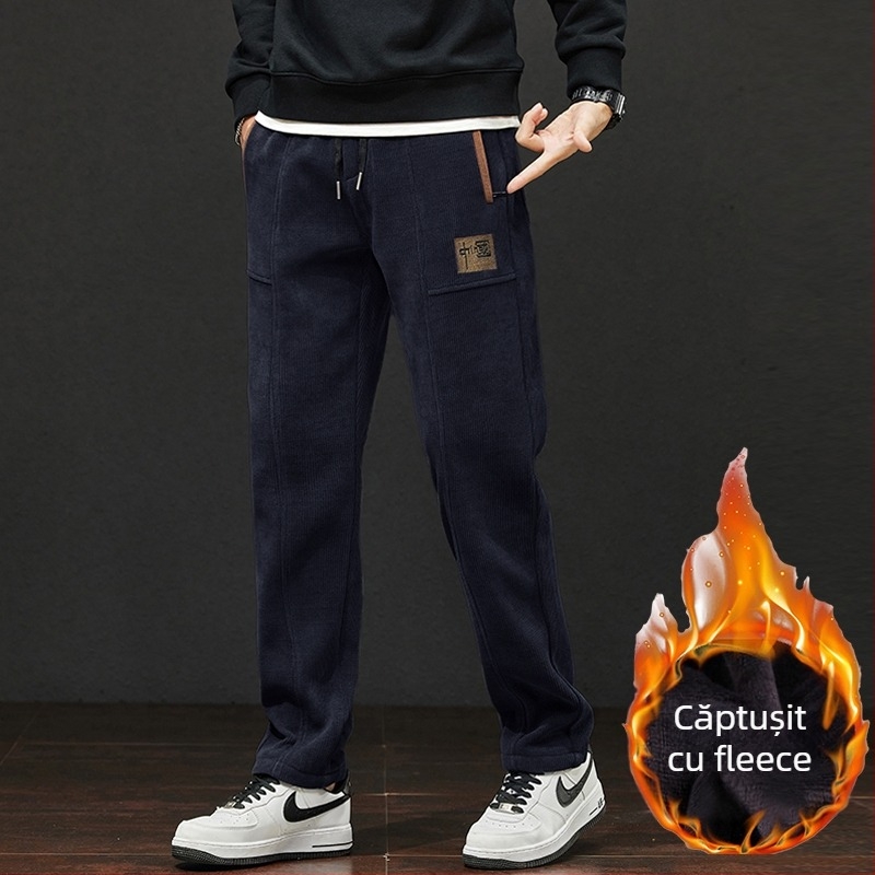 Pantaloni sport pentru bărbați, toamna 2025, Boao, catifea, vrac, primăvara și toamna, noi, lungi, pantaloni de trening din bumbac european, catifea elastică pentru băieți