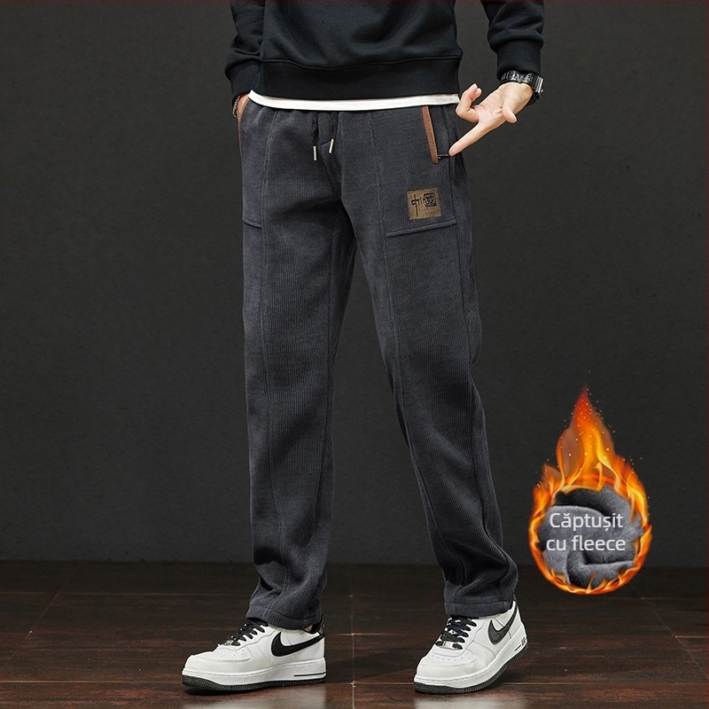 Pantaloni sport pentru bărbați, toamna 2025, Boao, catifea, vrac, primăvara și toamna, noi, lungi, pantaloni de trening din bumbac european, catifea elastică pentru băieți