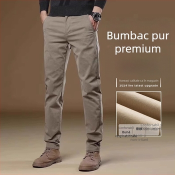 Pantaloni casual kaki eleganți, slim, pentru bărbați, primăvară și toamnă, slim, drepți, 2025, noi pantaloni de afaceri de toamnă, stil masculin