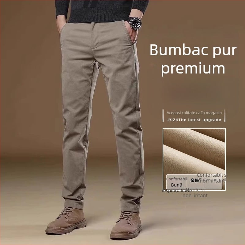 Pantaloni casual kaki eleganți, slim, pentru bărbați, primăvară și toamnă, slim, drepți, 2025, noi pantaloni de afaceri de toamnă, stil masculin