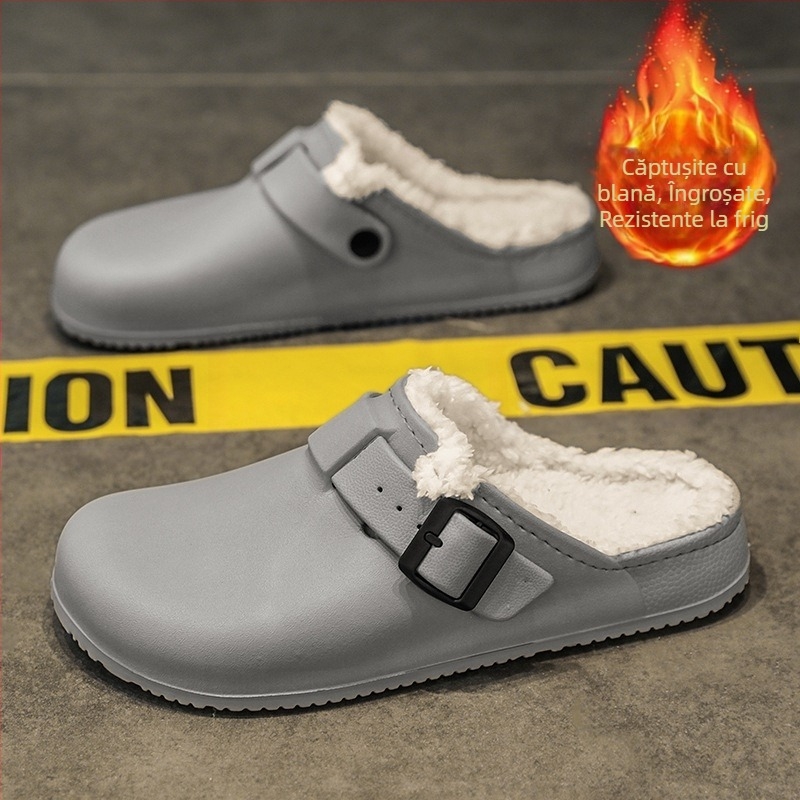 Papuci de bumbac pentru bărbați, papuci de casă din bumbac, de iarnă, caldi, de interior, pentru bărbați, Birkenth Baotou, papuci de casă din bumbac, papuci de lână simpli de uz casnic